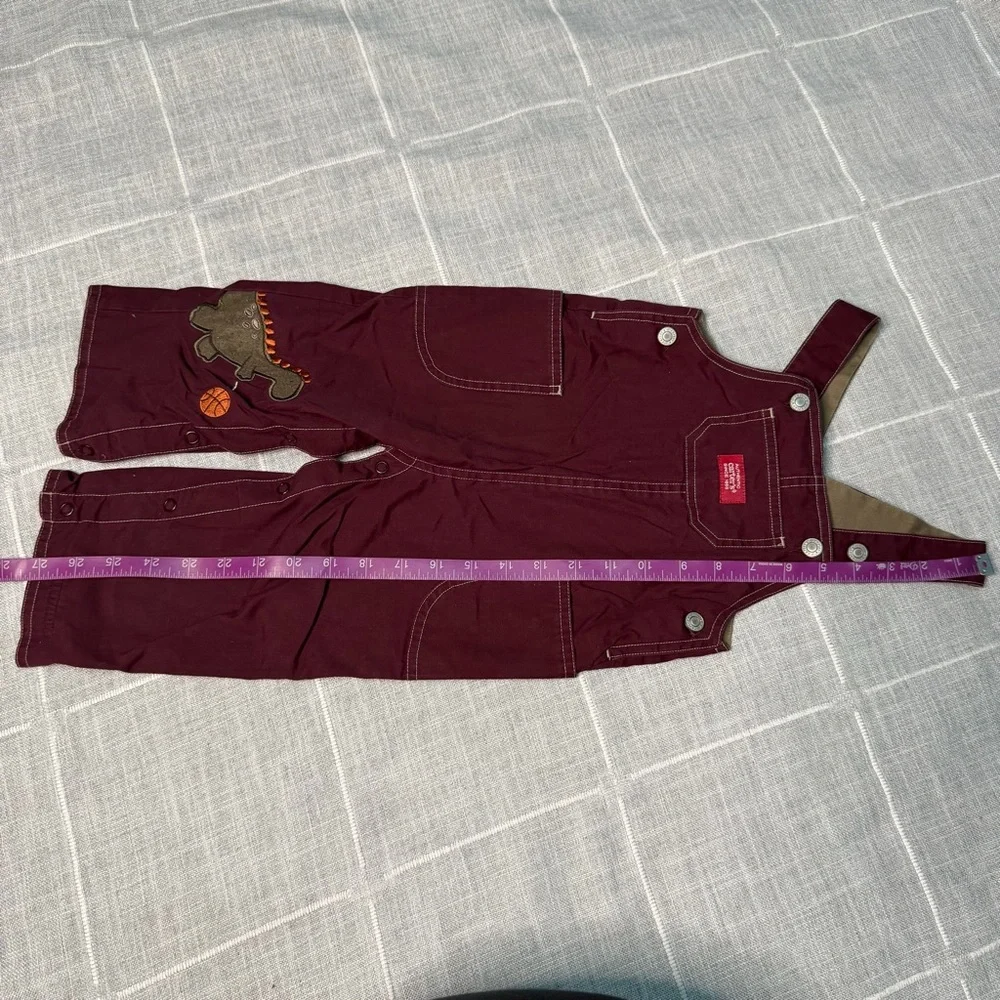 Carter's Y2K Dinosaur Basketball Overalls 12-18 Months Maroon - Picture 6 of 10